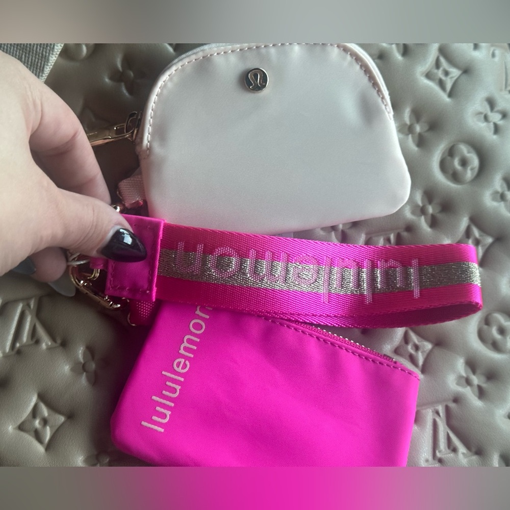 lululemon athletica Cream and Pink Wristlet